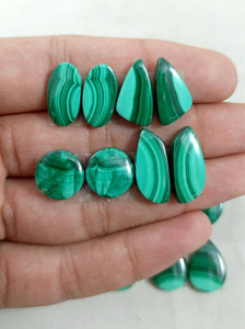 Natural Malachite Pair Cabochon Stone Unique Swirled Green Gemstone for Handmade Pendant & Ring Earrings Jewelry - Product Image 4