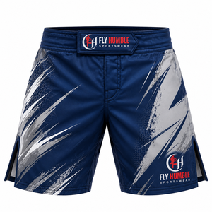 กางเกง MMA สำหรับผู้ชาย Fly Humble Sportswear ลายพิมพ์ซับลิเมชั่น สีน้ำเงินขาว ทรงแอธเลติก ระบายเหงื่อได้ดี แห้งเร็ว ชุดกีฬา - Product Image 2