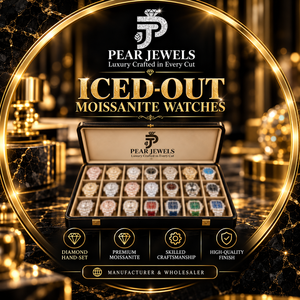 Montre de luxe en acier inoxydable plaqué rhodium avec cadran arabe et diamants de laboratoire, cadran rond incrusté de diamants - Product Image 2