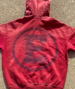 Sweat-shirt à capuche en polaire rouge pour homme, manches à pois, imprimé sur le devant, vêtements d'hiver décontractés, écologiques, séchage rapide, respirant - Product Image 2