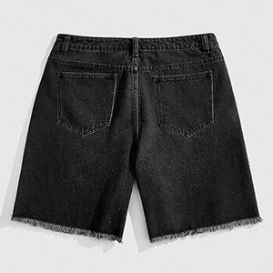 Shorts de Mezclilla Personalizados al Por Mayor, Estilo Urbano, Cintura Media, para Hombre, con Pedrería, Color Sólido, Tejido Transpirable y Ecológico - Product Image 6