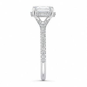 Anillo de compromiso de lujo con diamante talla Asscher en oro blanco con engaste pavé para mujer, estilo clásico - Product Image 3