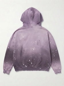 One Apex <b>Men's</b> <b>Purple</b> Acid Wash Distressed <b>Hoodie</b> Oversized Pullover Sweatshirt Streetwear Paint Cotton <b>Hoodie</b> - Product Image 2
