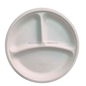 Haute vente jetable 10 pouces rond Baggasse plaque avec 3 tasses pour l'exportation prix de gros au détail en Inde - Product Image 3