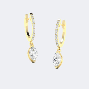 Boucles d'oreilles pendantes Huggie linéaires avec diamants marquise et ronds de 1,20 CTW - Product Image 4