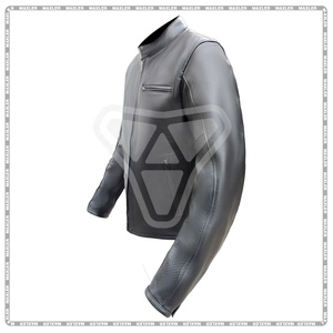 Most Selling Leather Made Motorbike Jackets Superior Quality Crew <b>Neck</b> Zipper Closure Sheepskin Leather Made Motorcycle Jacket - Product Image 5