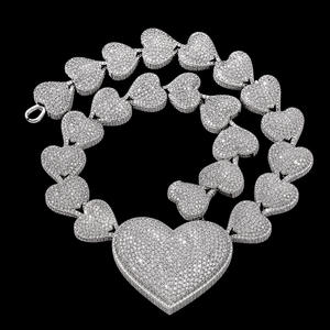Customizable Full Iced Moissanite Diamond Big Heart <b>Choker</b> Chain Bling Bling Women Gift Party Necklace Hot Selling Jewelry - Product Image 6