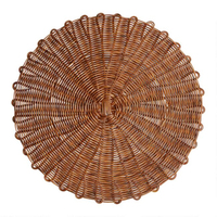 Set de table en rotin tressé à la main avec bord festonné, assiette de présentation en osier, naturel, écologique, durable, résistant à la chaleur, moderne
