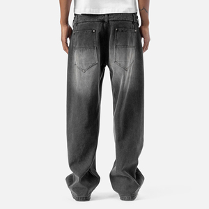 Custom Vintage <b>Men</b>’s Wide Leg Baggy <b>Carpenter</b> Style Cargo <b>Jeans</b> Mid Waist Straight Fit Streetwear Denim Pants Trousers - Product Image 5