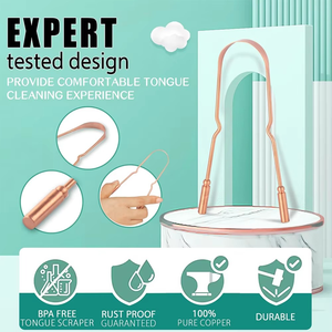 Nettoyeur de langue en acier inoxydable allemand, revêtement en cuivre, qualité chirurgicale, réutilisable, gratte-langue, outil d'hygiène buccale - Product Image 4