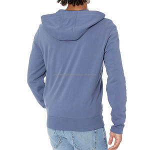 Sweat à capuche zippé personnalisé avec logo, en molleton thermique brodé, respirant, uni, court, en coton mélangé, basique pour l'hiver, teint - Product Image 5