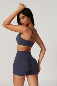 High Demand Navy Zoe Sports <b>Bra</b> 4 Way Stretch <b>Thin</b> <b>Straps</b> Breathable Quick Dry And High Impact Women's Gym Fitness Sports <b>Bra</b> - Product Image 2