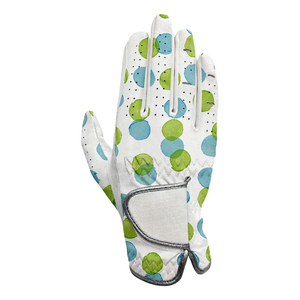Guantes de golf de cuero PU con dedos completos, transpirables, diseño de lunares, guantes deportivos unisex, protección UV, blanco, verde, azul - Product Image 3