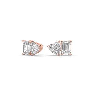 Boucles d'oreilles en or 14 carats avec émeraude cœur de 4,00 carats et diamants de laboratoire taille mixte, style boutique unique et léger, vente en gros - Product Image 6