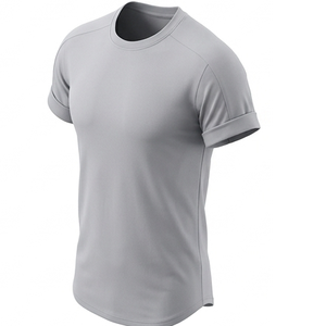 Camiseta de cuello redondo de tela elástica para hombre, camiseta de hombre más moderna, de alta calidad, personalizada, en blanco. - Product Image 5