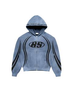 Ensemble de survêtement sportif multi-couleurs de la marque RS, sweat à capuche court zippé et pantalon large |   Ensemble assorti streetwear de course oversize OEM Marque privée - Product Image 3