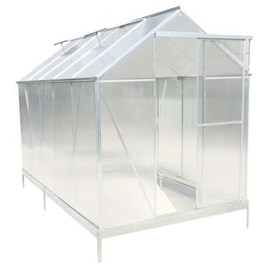 Invernadero de aluminio resistente para exteriores de 6.3*10.2*7 con techo de policarbonato, canalón de lluvia y puerta de ventilación para uso en jardín - Product Image 6