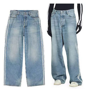 Pantalones Vaqueros Personalizados al por Mayor para Hombre, Estilo Urbano, Rectos, Holgados, Vintage, Casuales, con Parches, Tipo Harem - Product Image 1