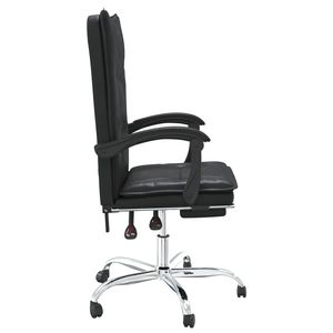 Chaise de bureau inclinable en similicuir noir avec structure en métal et mousse en contreplaqué, durable et confortable pour l'espace de travail - Product Image 4
