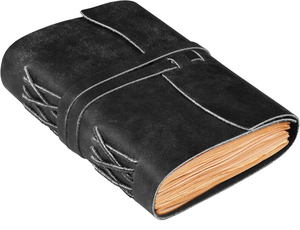 Carnet en cuir fait main à couverture rigide, reliure cousue main, papier vierge sans acide à bords festonnés, 200-400 pages, style vintage pour - Product Image 1