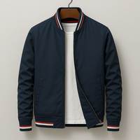 Blouson Bomber Unisexe Personnalisable Couleur Unie Fermeture Éclair Style Décontracté Toile Imperméable Logo Avant Vêtement d'Automne