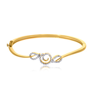 18K Yellow Gold Diamond Evil Eye <b>Bangle</b> <b>Bracelet</b> for Women - Product Image 2
