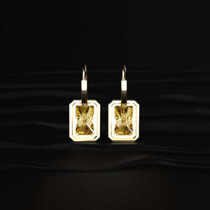 Yellow Moissanite Leverback Drop <b>Earrings</b> 8 TCW Radiant Cut VVS Clarity Handmade Gold Bezel Set Dangle Solitaire Jewelry Gift - Product Image 5