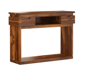 Meuble de salon minimaliste en bois massif fait main, hauteur réglable, avec 2 tiroirs et rangement ouvert, design moderne pour la maison - Product Image 2