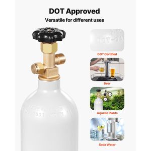 Nouvelle bouteille de CO2 en alliage d'aluminium de 2,5 lb, gris clair, vaporisée, avec valve CGA320, pression réglable - Product Image 6