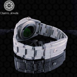 Charm_Jewels Luxury Stainless Steel Round Analog Quartz <b>Watch</b> 38mm Sapphire Crystal Folding Clasp Women - Product Image 4