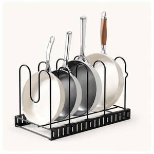 Pots and Pans Organizer <b>Rack</b> for Under Cabinet <b>Kitchen</b> <b>Storage</b> Metal Pan Holder & Pot Lid <b>Rack</b> for Pantry Organization - Product Image 1
