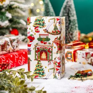 Rotolo di Carta da Regalo Reversibile Vintage con Babbo Natale a Cavallo, Design con Lettere Rosse per Caminetto, Nuove Forniture Natalizie - Product Image 3