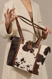 Nuevo Bolso Tote de Cuero Vacuno, Elegante Bolso de Mano con Pelo de Vaca, Bolsos de Diseñador en Oferta para Mujer, Multiusos - Product Image 1