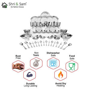 64 PCS Shiny Stainless Steel <b>Dinnerware</b> Set for 6 People Signature Collection - Product Image 2