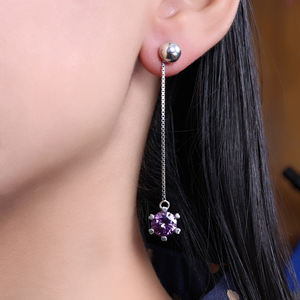 Pendientes de Plata de Ley 925 con Gemas Moradas de Diseño 2026, para Mujeres y Niñas, Ideales para Bodas y Fiestas - Product Image 1