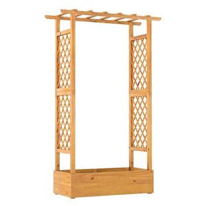 70\" Tall <b>Pine</b> Wood Raised Garden <b>Bed</b> with Flat Roof Trellis Open-Ended Base Planter for Climbing Vegetables & Plants - Product Image 5