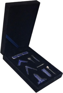 Ensemble d'outils de travail maçonniques de la Loge Bleue, dans une boîte, accessoires, un seul ensemble de 9 pièces. - Product Image 3