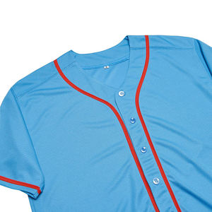 Camiseta de Béisbol Azul Claro para Hombre, Manga Corta, Cuello en V, Malla de Poliéster que Absorbe la Humedad, Ropa Deportiva, Corte Regular para Adultos - Product Image 4