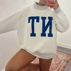 Custom logo Women Fall Winter Solid Reversible <b>Mock</b> <b>Neck</b> Sweatshirt <b>Top</b> Oversized Letter Print Cotton 100%<b>Mock</b> <b>Neck</b> Manufacture - Product Image 1