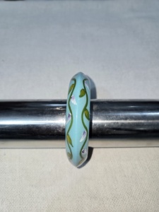 Handmade Resin Bangle Bracelet <b>Light</b> Blue Floral Pattern Art Collectible Piece for Women from India <b>by</b> Arif Handicrafts - Product Image 1