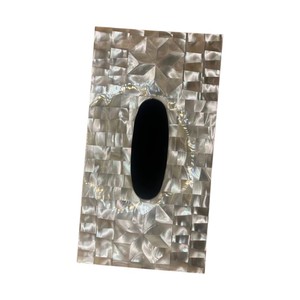 Caja de pañuelos rectangular de alta gama con incrustaciones de nácar y madera hecha a mano para decoración del hogar - Product Image 4