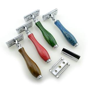 Afeitadora de seguridad de doble filo personalizable Kounain para hombre, duradera, de acero inoxidable, con doble cuchilla de plástico, para barbería, con opciones de color. - Product Image 3