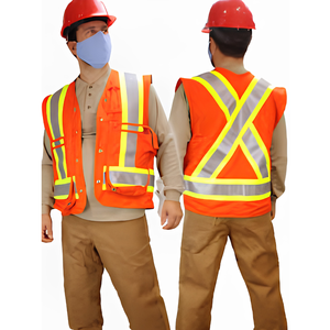 Chaleco de Seguridad para Topografía, Trabajo en Campo, Alta Visibilidad, Reflectante, Poliéster, Naranja/Amarillo, Unisex, Hombres/Mujeres, Resistente - Product Image 3