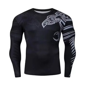 Mat Black Sublimation Compression Full Shirt Burn out Use Breathable <b>Stretch</b> Fit <b>Men</b> Compression Shirt Wholesale Supplier - Product Image 1