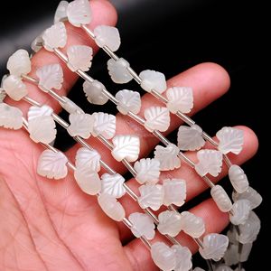 Perles de pierre de lune blanche naturelle en forme de feuille, perles de pierre de lune sculptées à la main, fabrication de bijoux, perles de pierre de lune naturelle 10-11 mm, 8 pouces - Product Image 5
