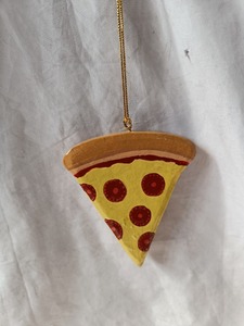 Pizza Slice Christmas <b>Tree</b> <b>Ornament</b> Hand Painted Food Hanging Decoration Party Favor Gift - Product Image 1