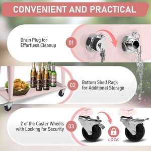 Carrello Frigo Portatile Rosa da 80QT per Patio e Campeggio - Product Image 3