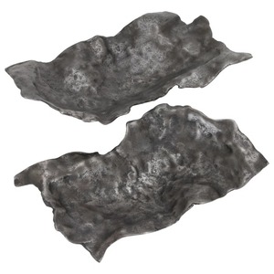 Irregular Metal Minimalist Decorative Trays 1 Piece Industrial Abstract Antique Weathered Finish for Bathroom Diwali - Product Image 2