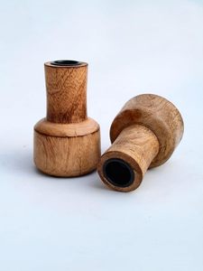 Ensemble de 3 porte-bougies en bois, style rustique, décoration de mariage et de maison - Product Image 3
