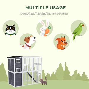 Cuccia per Animali Domestici da Esterno in Legno Grigio Chiaro con Piattaforme, Tetto in Asfalto e Rampe - Arredamento per Animali - Product Image 5